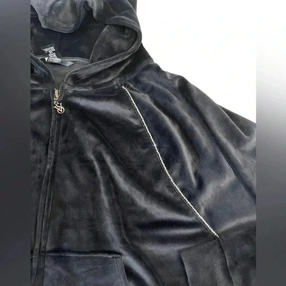 Victoria’s Secret On Point Black Full Zip Velour Hoodie Women’s size Large - Picture 6 of 13